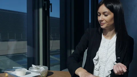 Various containers with takeaway food on the table in the office.Lunch.Young Stock Footage 163996528