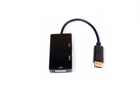 Various converter cables adapters for computers and smartphones HDMI VGA USB Foto stock