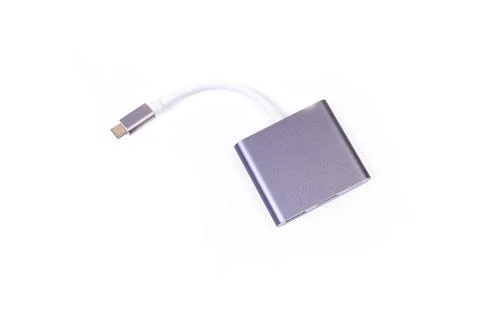 Various converter cables adapters for computers and smartphones HDMI VGA USB Stock Photos