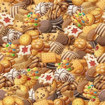 Various cookies seamless pattern illustration Stock Illustration