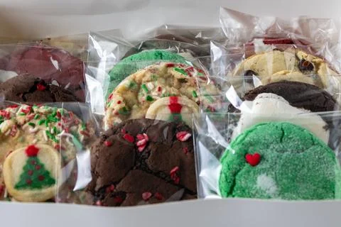 VARIOUS COOKIES WRAPPED IN PLASTIC Stock Photos