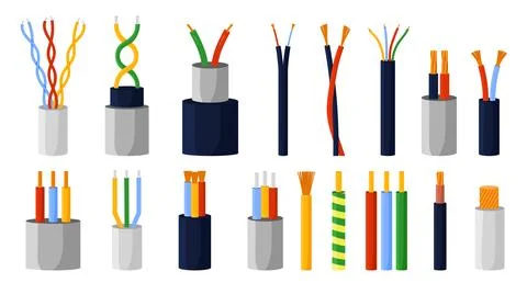 Various Copper Electrical Cable Wires Set Illustrazione stock