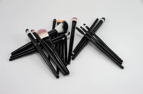 Various cosmetic brushes for make up eyebrows, eyes, face Stockfoto's