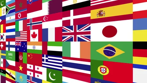 Various Country Flags Vídeo Stock 229411170