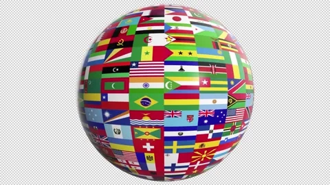 Various Country Flags on Sphere Stock Footage 229495633
