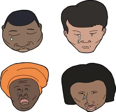 Various crying people Stock Illustration