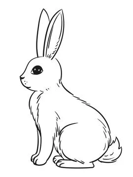 Various cute bunnies, spring, easter bunny in sketch style. Rabbit sits, sleeps Stock Illustration