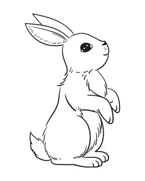 Various cute bunnies, spring, easter bunny in sketch style. Rabbit sits, sleeps Stock Illustration