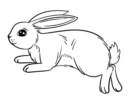 Various cute bunnies, spring, easter bunny in sketch style. Rabbit sits, sleeps Illustrazione stock