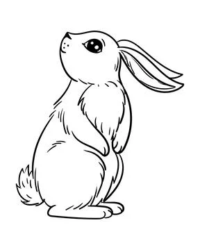 Various cute bunnies, spring, easter bunny in sketch style. Rabbit sits, sleeps Stock Illustration