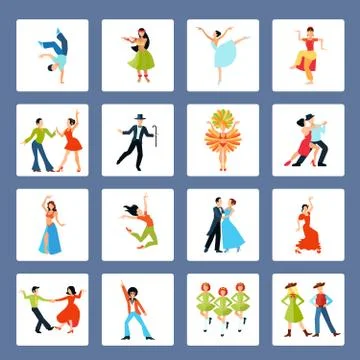 Various Dance Styles Flat Icons Stockillustratie
