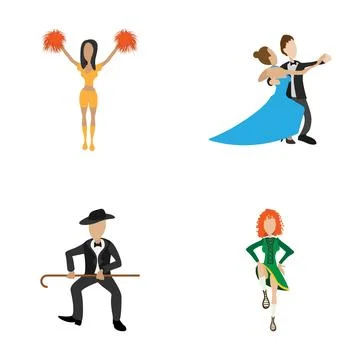 Various dancers performing different styles of dance Stock Illustration