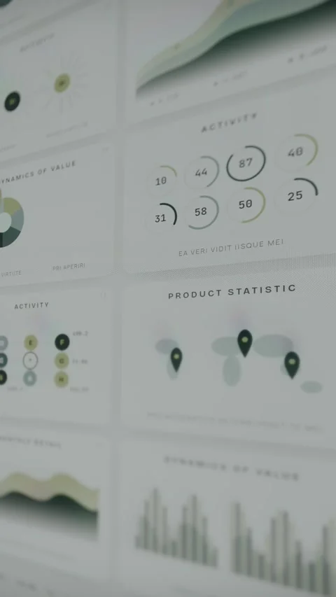 Various data visualization charts and metrics Stock Footage 333855168