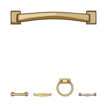Various decorative handles and pulls for furniture and drawers Illustrazione stock