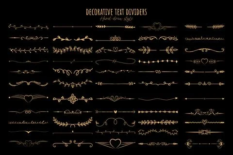 Various decorative text dividers set Stock Illustration