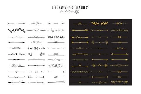 Various decorative text dividers set Stock Illustration