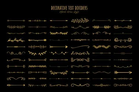 Various decorative text dividers set Stock Illustration