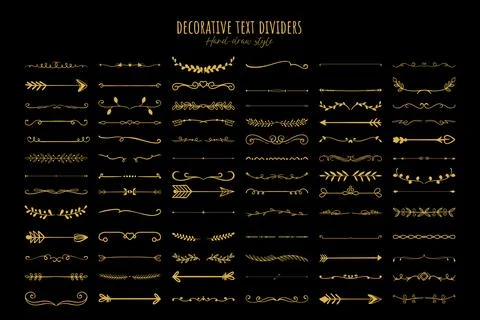 Various decorative text dividers set Stock Illustration