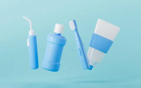 Various dental care tools such as toothpaste, toothbrushes, and dental clea.. 스톡 일러스트