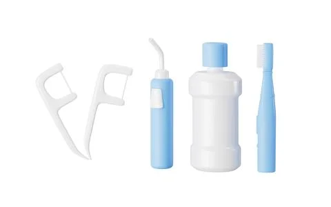 Various dental care tools such as toothpaste, toothbrushes, and dental clea.. 스톡 일러스트