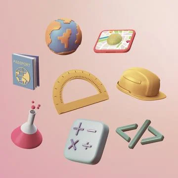 Various design 3d obects icons, Not gen Ai Stock Illustration