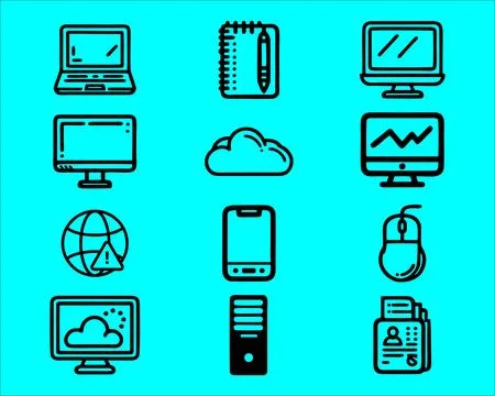 Various Desktop thing icons Stock Illustration