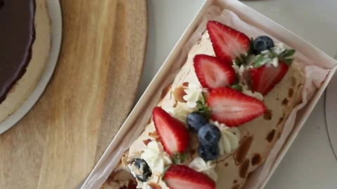 Various dessert options on the table Stock Footage 142492447