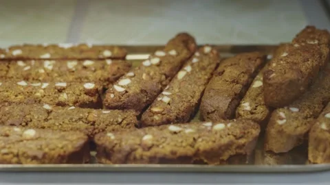 Various desserts on display in a cafe. Cakes and sweets in a pastry shop. Stock Footage 226578652