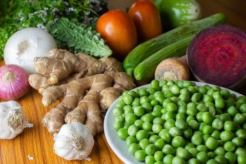 Various different types of Indian raw vegetables in full frame. Stock Photos