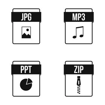 Various digital file format icons showcasing common document types Stock Illustration