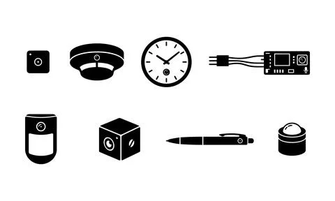 Various disguised security cameras for covert indoor surveillance monitoring Stock-Illustration