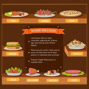 Various dishes background concept. Vector illustration design Stock Illustration