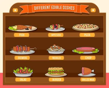 Various dishes background concept. Vector illustration design Stock Illustration