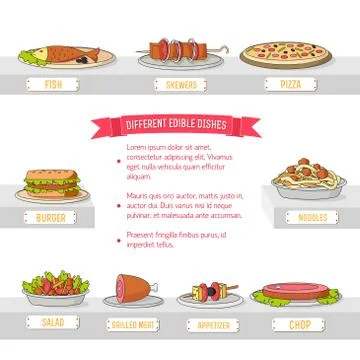 Various dishes background concept. Vector illustration design Stock Illustration