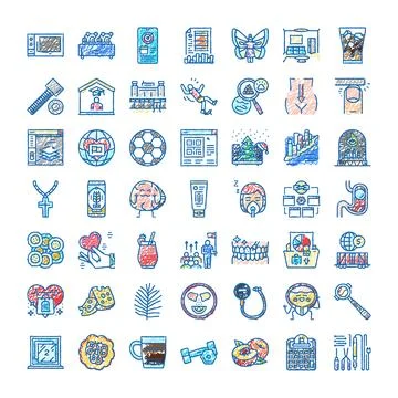 Various doodle hand drawn icons set collection Stock Illustration