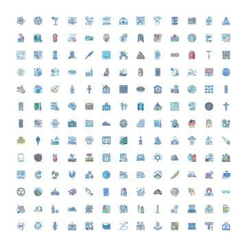 Various doodle style linear icons collection Stock Illustration