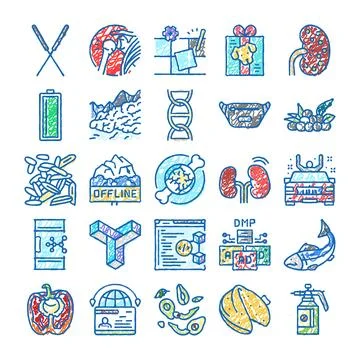 Various doodle style linear icons collection concept Stock Illustration