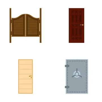 Various door types including saloon, modern and vault Stock Illustration