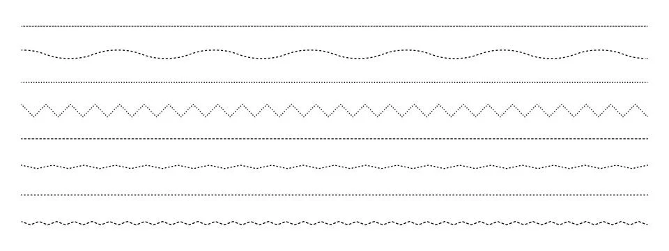 Various dotted and dashed lines for graphic design Illustrazione stock