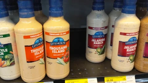 Various Dressing Bottles Stock Footage 145626889
