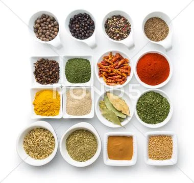 Various dried herbs and spices. Stock Photos