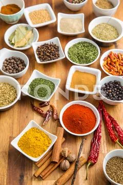 Various dried herbs and spices. Stock Photos