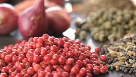 Various Dried Spices Stock Footage 100470171