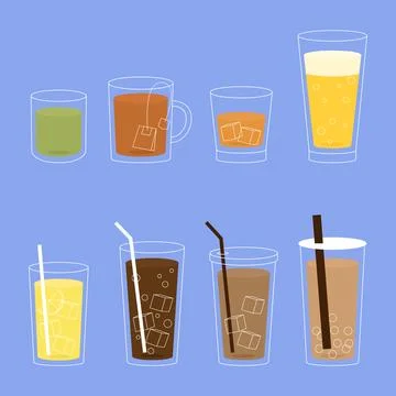Various drinks set Stock Illustration