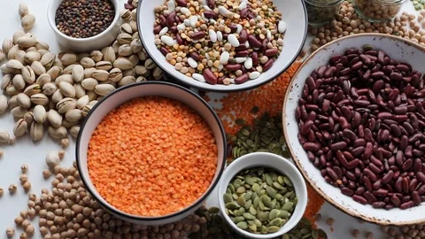 Various dry legumes Stock Footage 90621603