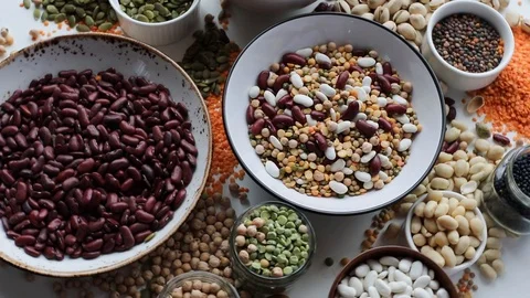 Various dry legumes Stock Footage 90621711