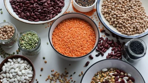 Various dry legumes Stock Footage 90621743
