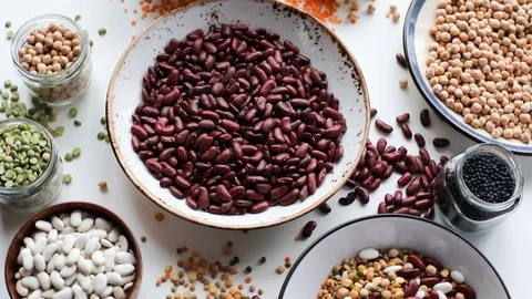 Various dry legumes Stock Footage 90621752