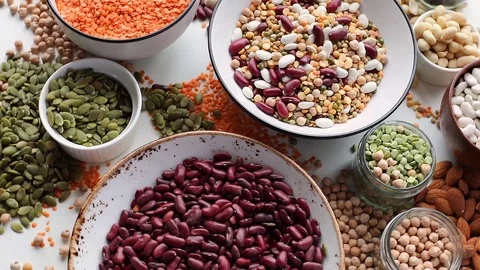 Various dry legumes Stock Footage 113322560