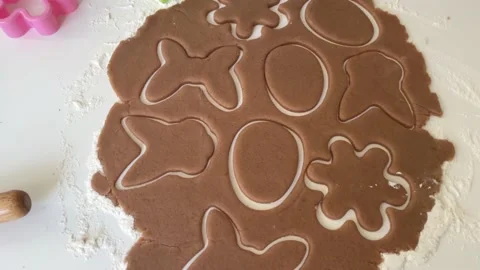 Various easter cookies on the table, preparation for easter, preparation of Stock Footage 238594513